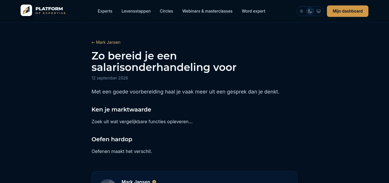 Een gepubliceerd artikel op de expertpagina