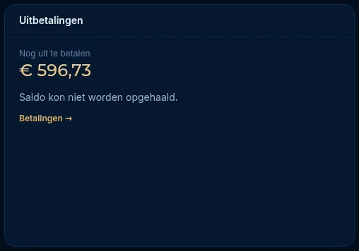 Het widget Uitbetalingen op het dashboard