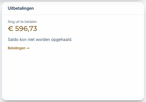 Het widget Uitbetalingen op het dashboard