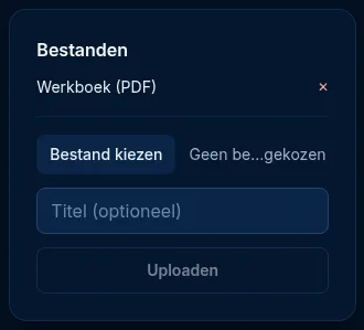Het blok Bestanden met een geüpload werkboek