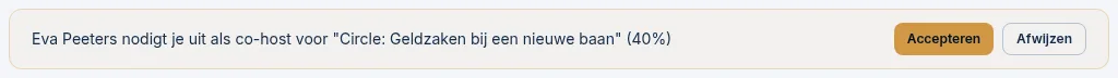 Een uitnodiging om co-host te zijn met de knoppen Accepteren en Afwijzen