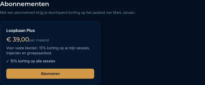Het blok Abonnementen met het abonnement Loopbaan Plus en de knop Abonneren